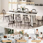 Zevemomo 70.9 Grande Table de Salle à Manger pour 8, Table de Ferme avec Plateau Spacieux et Base en Acier en V, 8 Pieds Réglables pour Cuisine, Salle à Manger - Blanc