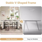 Zevemomo 70.9 Grande Table de Salle à Manger pour 8, Table de Ferme avec Plateau Spacieux et Base en Acier en V, 8 Pieds Réglables pour Cuisine, Salle à Manger - Blanc