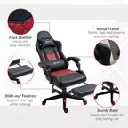 Chaise de gaming Okak High-Back avec appuie-tête, chaise d'ordinateur avec soutien lombaire et repose-pieds, chaise de bureau pour l'étude, salle de lecture