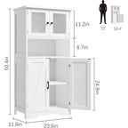 COZONY 54 Armoire de rangement de style campagnard avec portes en verre, étagères réglables, buffet autoportant pour cuisine, salle de bain, salon