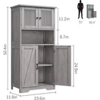 COZONY 54 Armoire de rangement de style campagnard avec portes en verre, étagères réglables, buffet autoportant pour cuisine, salle de bain, salon
