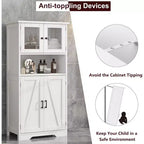 COZONY 54 Armoire de rangement de style campagnard avec portes en verre, étagères réglables, buffet autoportant pour cuisine, salle de bain, salon