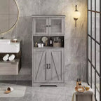 COZONY 54 Armoire de rangement de style campagnard avec portes en verre, étagères réglables, buffet autoportant pour cuisine, salle de bain, salon