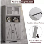 COZONY 54 Armoire de rangement de style campagnard avec portes en verre, étagères réglables, buffet autoportant pour cuisine, salle de bain, salon
