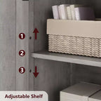 COZONY 54 Armoire de rangement de style campagnard avec portes en verre, étagères réglables, buffet autoportant pour cuisine, salle de bain, salon