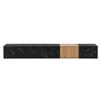 Meuble TV Whisen 88 avec finition imitation marbre et grain de bois noyer, centre de divertissement moderne avec 4 tiroirs de rangement