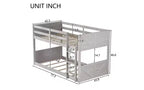 Lit superposé jumeau sur jumeau ZevemomoLow, cadre en bois d'hévéa massif avec échelle intégrée, pour petits espaces, chambre à coucher, gain de place, pas besoin de sommier, blanc