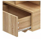Table basse de ferme à LED avec 4 tiroirs et compartiment ouvert, design rectangulaire moderne, table basse en bois