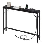 5.9 Table de canapé étroite avec prises, Console mince avec rangement, Table d'appoint étroite derrière le canapé pour salon, entrée, couloir, foyer - Noir