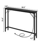5.9 Table de canapé étroite avec prises, Console mince avec rangement, Table d'appoint étroite derrière le canapé pour salon, entrée, couloir, foyer - Noir