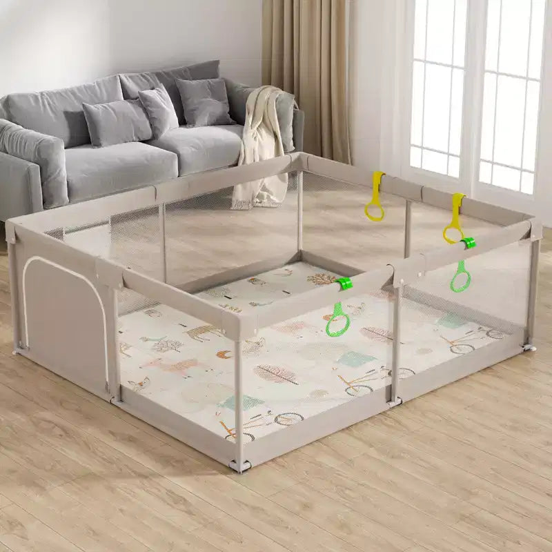 Fodoss Parc Bébé avec Tapis 150 x 180 cm, Parc Bébé et Tout-Petits, Centre d'Activités Intérieur et Extérieur, Barrière de Sécurité Bébé