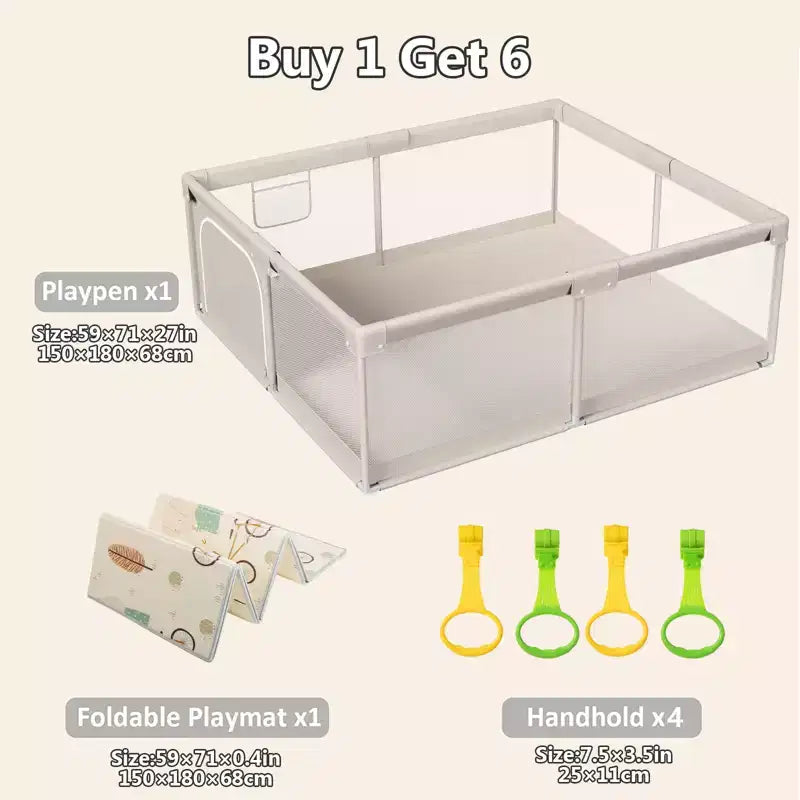 Fodoss Parc Bébé avec Tapis 150 x 180 cm, Parc Bébé et Tout-Petits, Centre d'Activités Intérieur et Extérieur, Barrière de Sécurité Bébé