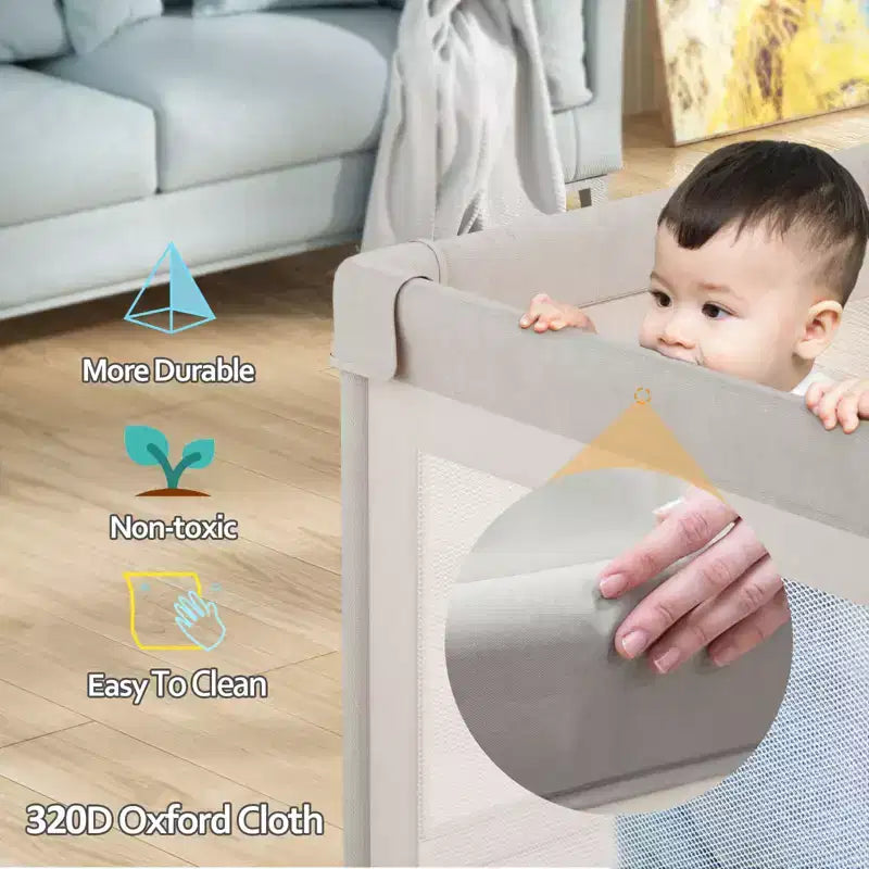 Fodoss Parc Bébé avec Tapis 150 x 180 cm, Parc Bébé et Tout-Petits, Centre d'Activités Intérieur et Extérieur, Barrière de Sécurité Bébé