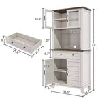 Garde-manger de cuisine, table de bar à café de ferme de 72 po avec tiroirs de rangement et portes vitrées
