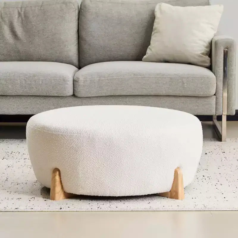 Pouf rond moderne en bouclé Poppy Christopher Knight Home