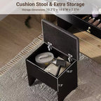 Coiffeuse avec miroir et lumières, Coiffeuse moderne avec tabouret de rangement caché, 2 grands tiroirs, 3 étagères ouvertes, pour Chambre à coucher