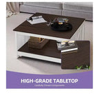 Table basse avec rangement Table basse de ferme Table basse en bois carrée de salon avec compartiment de rangement semi-ouvert
