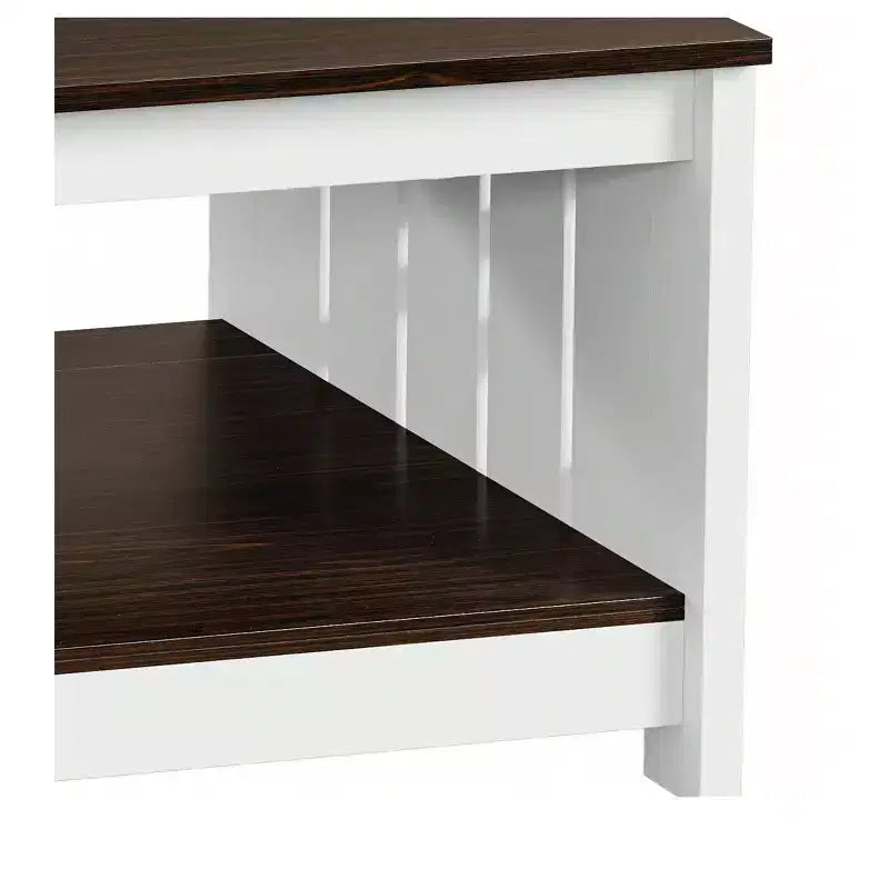 Table basse avec rangement Table basse de ferme Table basse en bois carrée de salon avec compartiment de rangement semi-ouvert