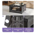 Table basse avec rangement Table basse de ferme Table basse en bois carrée de salon avec compartiment de rangement semi-ouvert