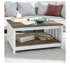 Table basse avec rangement Table basse de ferme Table basse en bois carrée de salon avec compartiment de rangement semi-ouvert
