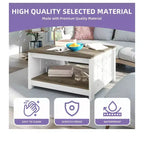 Table basse avec rangement Table basse de ferme Table basse en bois carrée de salon avec compartiment de rangement semi-ouvert