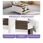 Table basse avec rangement Table basse de ferme Table basse en bois carrée de salon avec compartiment de rangement semi-ouvert
