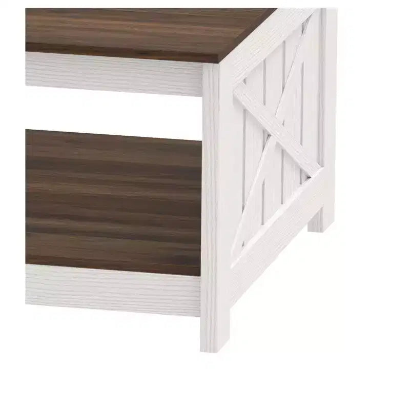 Table basse avec rangement Table basse de ferme Table basse en bois carrée de salon avec compartiment de rangement semi-ouvert