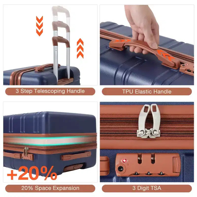 Valise cabine rigide extensible 20 pouces avec roulettes pivotantes