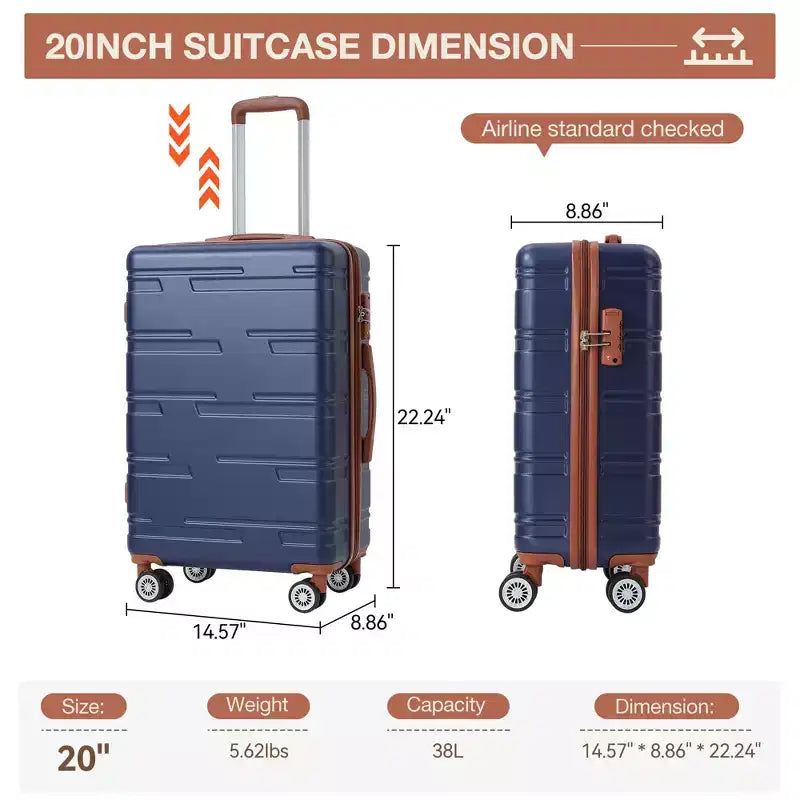 Valise cabine rigide extensible 20 pouces avec roulettes pivotantes