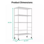 Étagère de rangement utilitaire à 4 niveaux, étagère métallique robuste de 360 kg avec roues, étagères réglables, rayonnages de rangement roulants pour garage, entrepôt