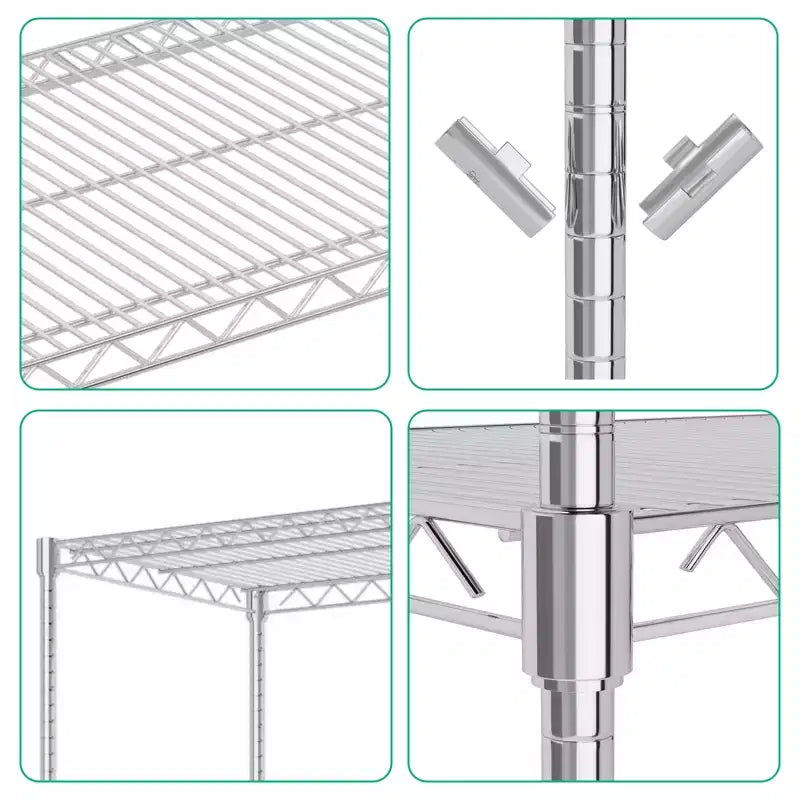 Étagère de rangement utilitaire à 4 niveaux, étagère métallique robuste de 360 kg avec roues, étagères réglables, rayonnages de rangement roulants pour garage, entrepôt