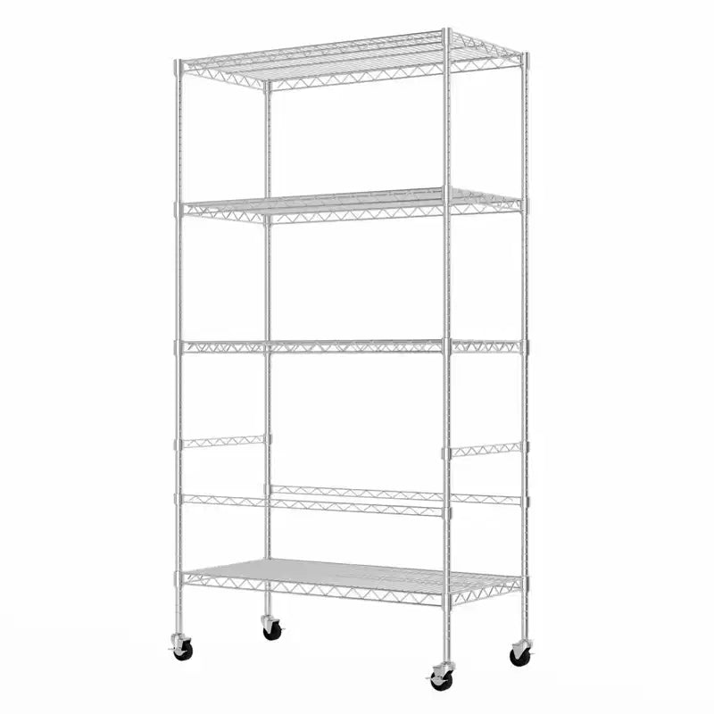 Étagère de rangement utilitaire à 4 niveaux, étagère métallique robuste de 360 kg avec roues, étagères réglables, rayonnages de rangement roulants pour garage, entrepôt
