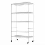 Étagère de rangement utilitaire à 4 niveaux, étagère métallique robuste de 360 kg avec roues, étagères réglables, rayonnages de rangement roulants pour garage, entrepôt