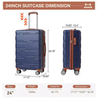 Bagage cabine rigide 24 pouces avec roues pivotantes, valise légère extensible avec cadenas TSA, bagage cabine rigide durable