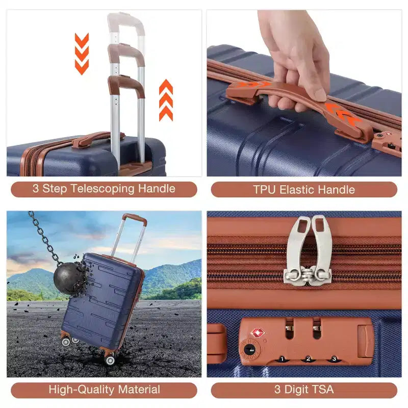 Bagage cabine rigide 24 pouces avec roues pivotantes, valise légère extensible avec cadenas TSA, bagage cabine rigide durable