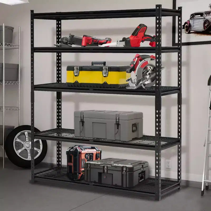 5-Tier Adjustable Shelves, Load 2000 Lbs Heavy Duty Wire Garage Shelf, Metal Storage Racks and Shelving, 72 H Garage Shelves for Basement
