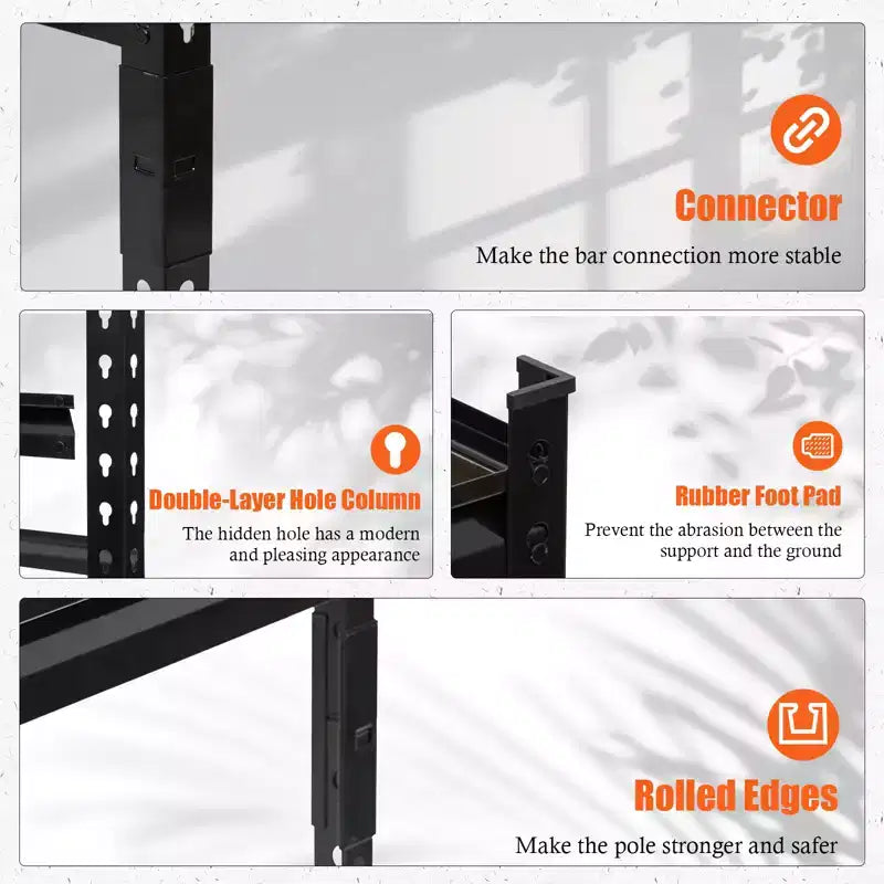 Étagères réglables à 5 niveaux, étagère de garage en fil métallique robuste de 900 kg, étagères de rangement métalliques, étagères de garage de 183 cm de haut pour sous-sol