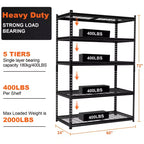Étagères réglables à 5 niveaux, étagère de garage en fil métallique robuste de 900 kg, étagères de rangement métalliques, étagères de garage de 183 cm de haut pour sous-sol
