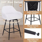 Lot de 2 tabourets de bar à hauteur de comptoir avec dossiers et accoudoirs, pivotants à 360° pour bars à domicile et pubs