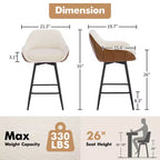 Lot de 2 tabourets de bar à hauteur de comptoir avec dossiers et accoudoirs, pivotants à 360° pour bars à domicile et pubs