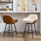 Set of 2 Counter Height Bar Chair with Backs and Armrests, 360 Swivel for Home Bar Pubs