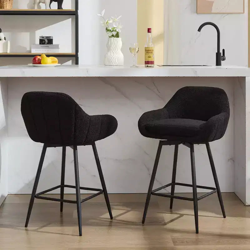 Lot de 2 tabourets de bar à hauteur de comptoir avec dossiers et accoudoirs, pivotants à 360° pour bars à domicile et pubs