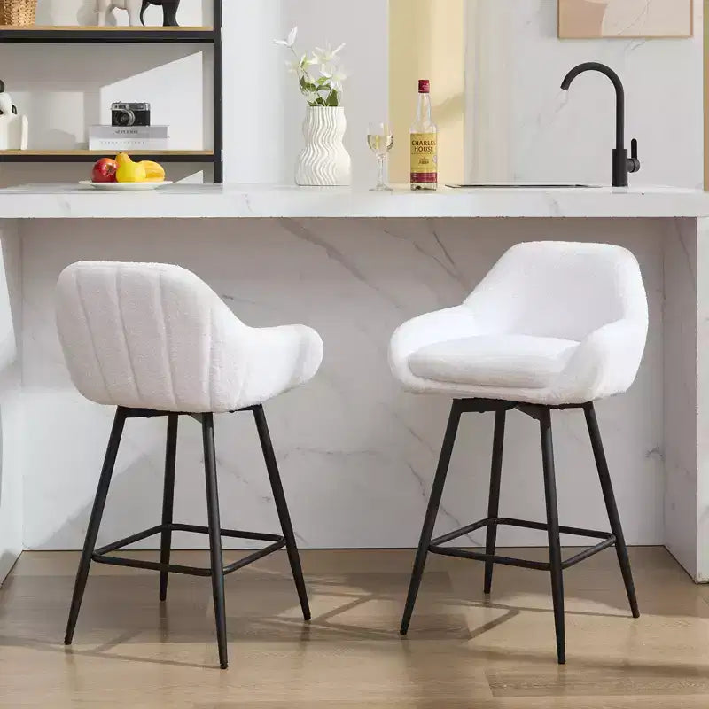 Lot de 2 tabourets de bar à hauteur de comptoir avec dossiers et accoudoirs, pivotants à 360° pour bars à domicile et pubs