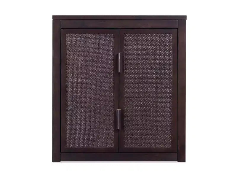 Meuble Haut de Salle de Bain 2 Portes avec Accents en Bois Massif et Rotin Naturel Hatteras Modern Boho - Teamson Home