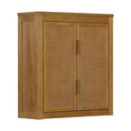 Meuble Haut de Salle de Bain 2 Portes avec Accents en Bois Massif et Rotin Naturel Hatteras Modern Boho - Teamson Home