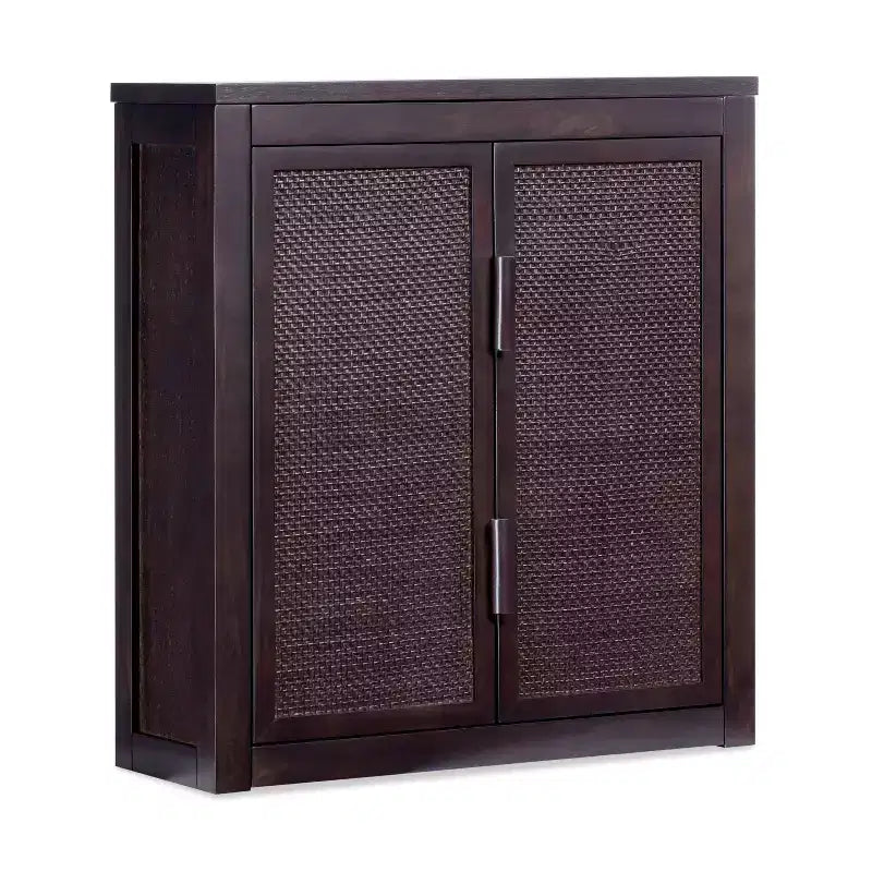 Meuble Haut de Salle de Bain 2 Portes avec Accents en Bois Massif et Rotin Naturel Hatteras Modern Boho - Teamson Home