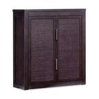 Meuble Haut de Salle de Bain 2 Portes avec Accents en Bois Massif et Rotin Naturel Hatteras Modern Boho - Teamson Home