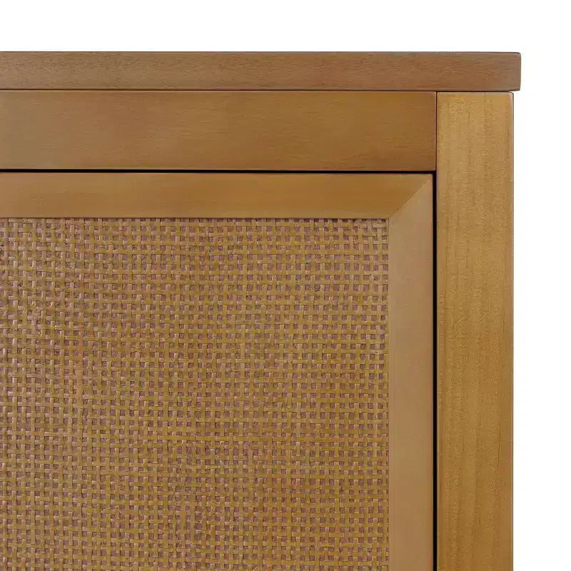 Meuble Haut de Salle de Bain 2 Portes avec Accents en Bois Massif et Rotin Naturel Hatteras Modern Boho - Teamson Home