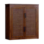 Meuble Haut de Salle de Bain 2 Portes avec Accents en Bois Massif et Rotin Naturel Hatteras Modern Boho - Teamson Home