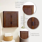 Meuble Haut de Salle de Bain 2 Portes avec Accents en Bois Massif et Rotin Naturel Hatteras Modern Boho - Teamson Home